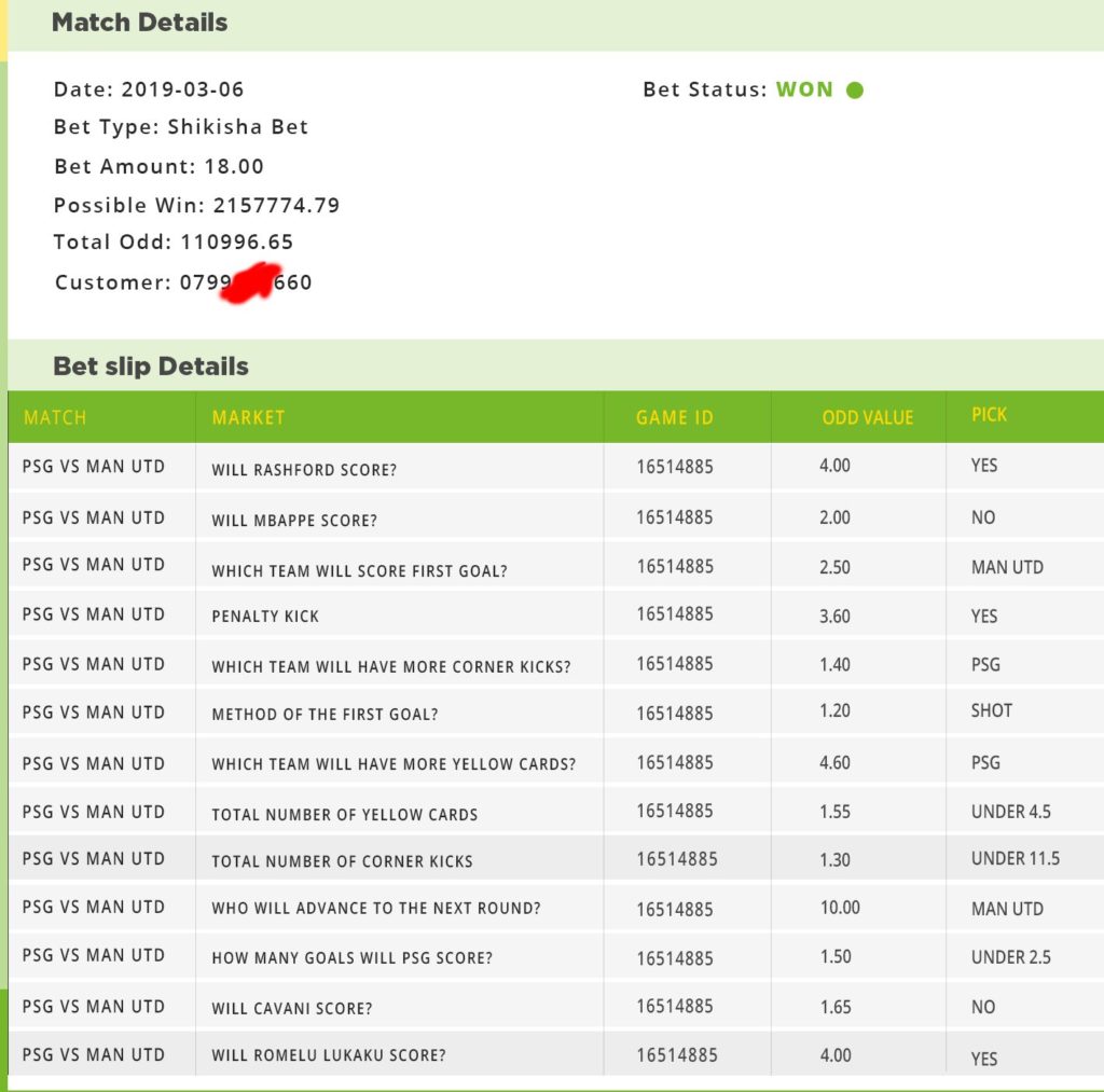 shikisha bet winning slip for 13 events