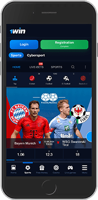 Mobile screenshot of the 1win sport page