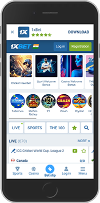 Mobile screenshot of the 1xbet sport page
