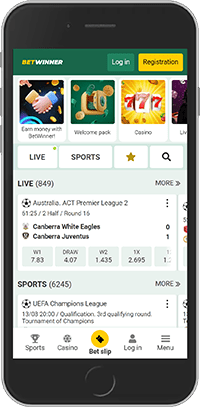 Mobile screenshot of the betwinner sport page