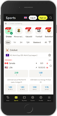 Mobile screenshot of the parimatch sport page