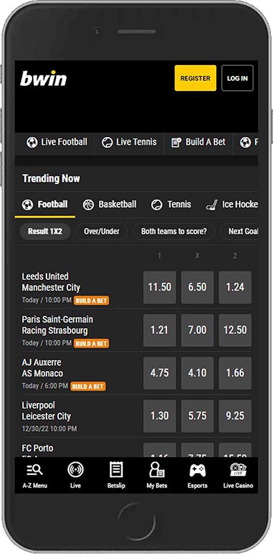 Mobile screenshot of the Bwin sport page