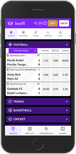 Mobile screenshot of the kwiff sport page