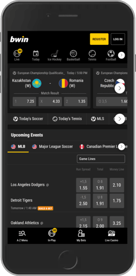 Mobile screenshot of the bwin sport page