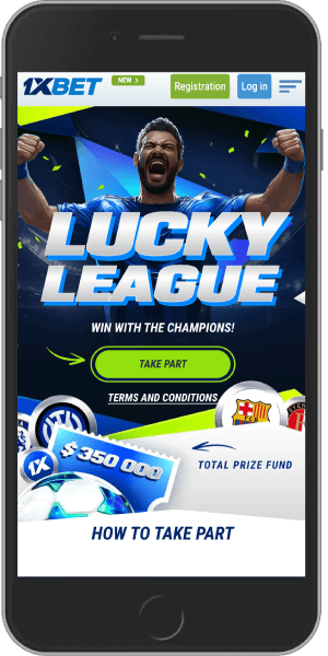 Mobile screenshot of the 1xbet Lucky League bonus