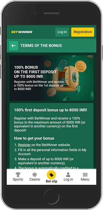 100% first deposit bonus up to 8000 INR!