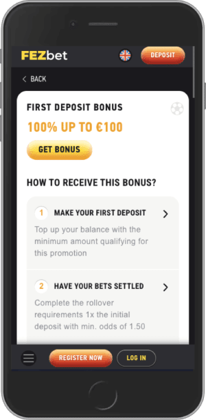 First Deposit bonus 100% up to €100