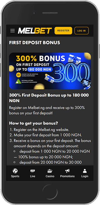 300% First Deposit Bonus up to 180,000 NGN