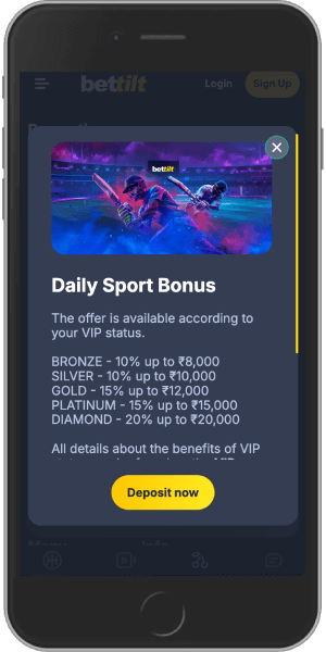 Mobile screenshot of the Bettilt Daily Sports Bonus