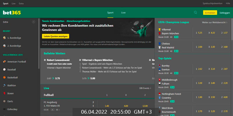 bookmaker bet365 - homepage