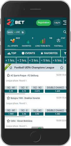 Mobile screenshot of the 22bet home page