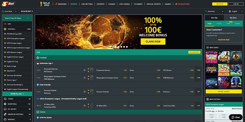 bookmaker 1Bet - promo page