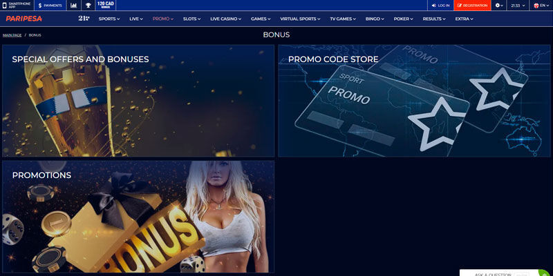 bookmaker paripesa - homepage