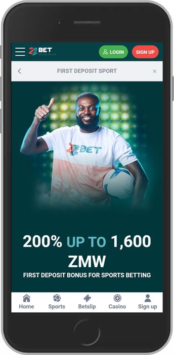 Mobile screenshot of the 22bet welcome bonus