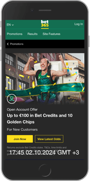 Mobile screenshot of the bet365 Open Account Offer