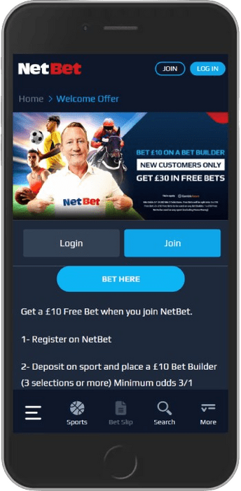 Screenshot of the bonus page - Get £30 in Free Bets 