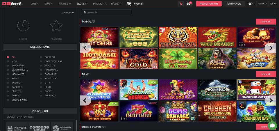 ddbet desktop slots page screenshot 