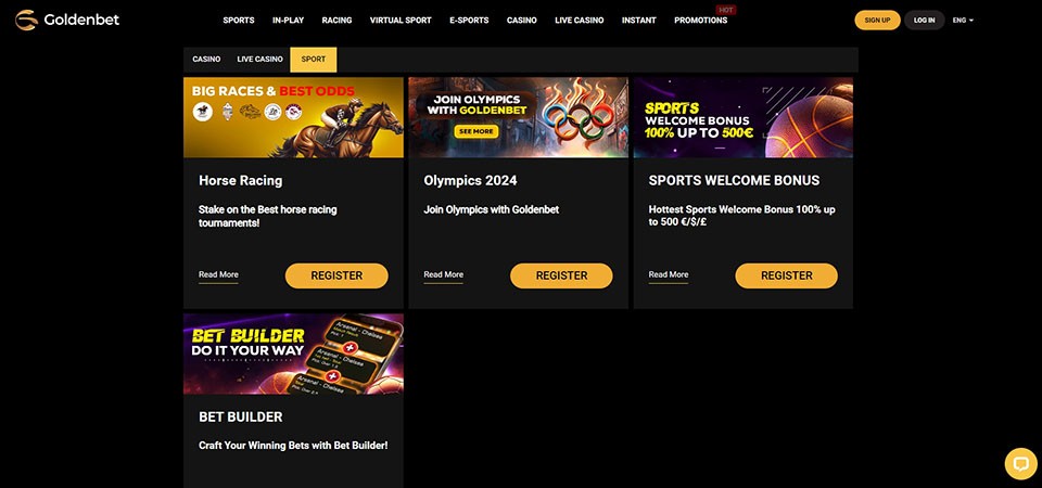 Screenshot of the Goldenbet bonus page