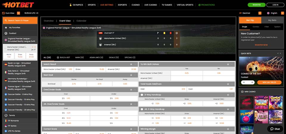 Screenshot of the hotbet sport page