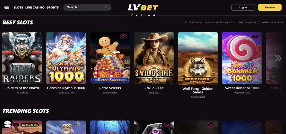 Screenshot of the LV BET promotions page