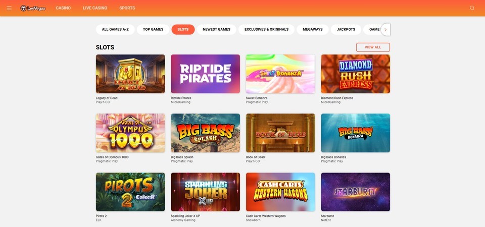 Screenshot of LeoVegas casino