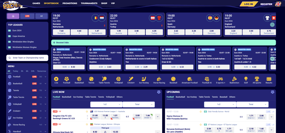 Screenshot of the Mr.Pacho betting markets page