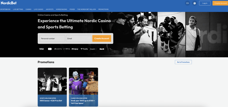 Screenshots of Nordicbet promotions