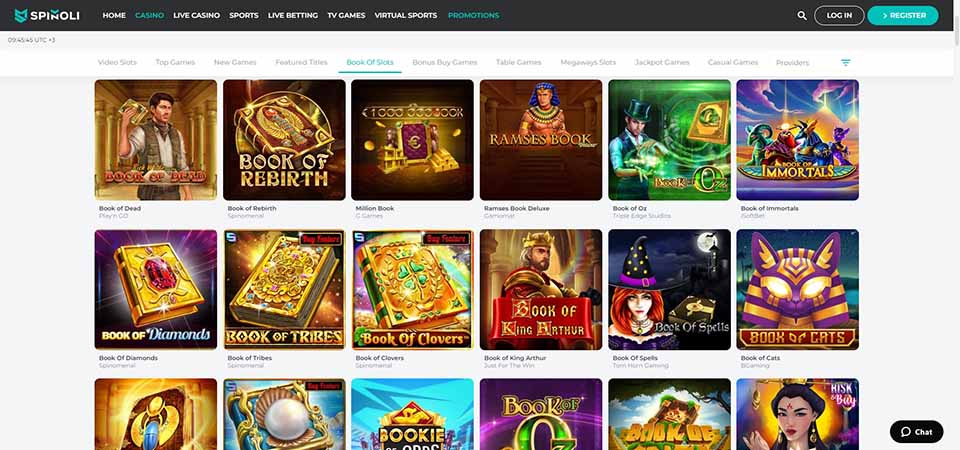 Screenshot of the Spinoli casino page