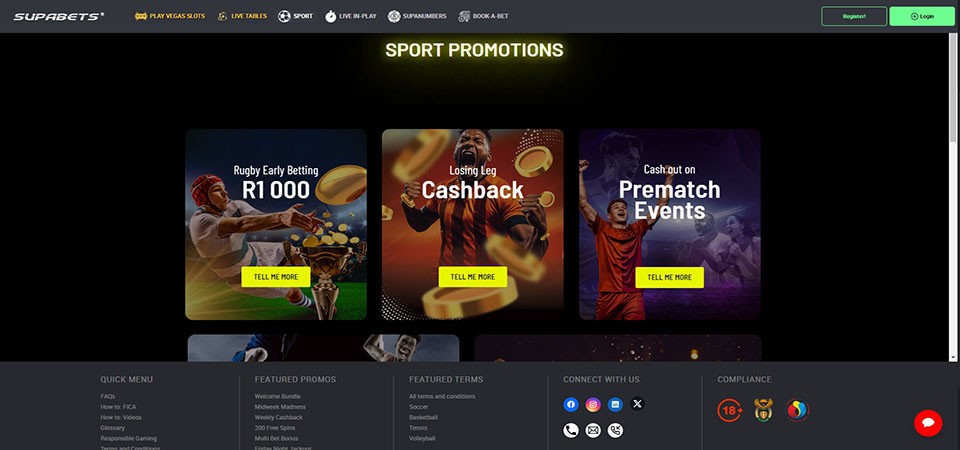 Screenshot of the Supabets ptromo page