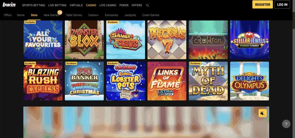 Screenshot of the Bwin casino page