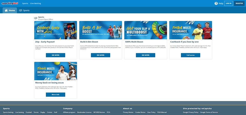 Screenshot of the Sportingbet promo page