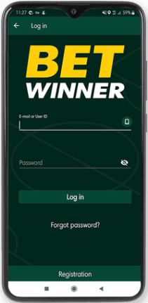 Mobile screenshot of the Betwinner login page