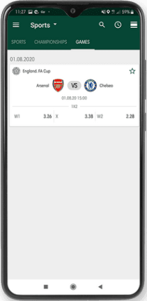 Mobile screenshot of the Betwinner sport info