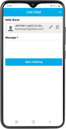 Mobile screenshot of the Goalbet live chat