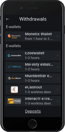 Mobile screenshot of the Leonbets withdrawals