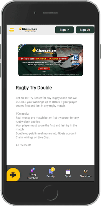 Rugby Try Double – Double Your Winnings up to R1,000!