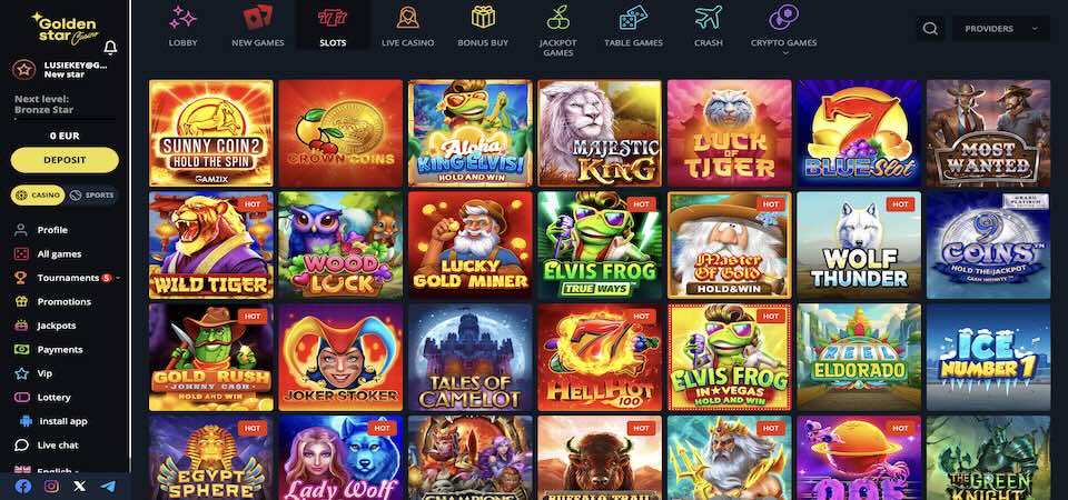 Screenshot of the Golden Star casino page