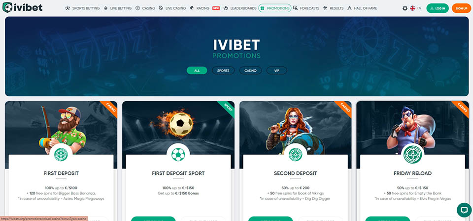 Screenshot of the Ivibet promo page
