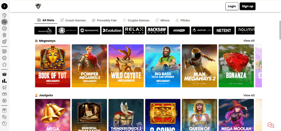 Screenshot of WSM Casino slots page