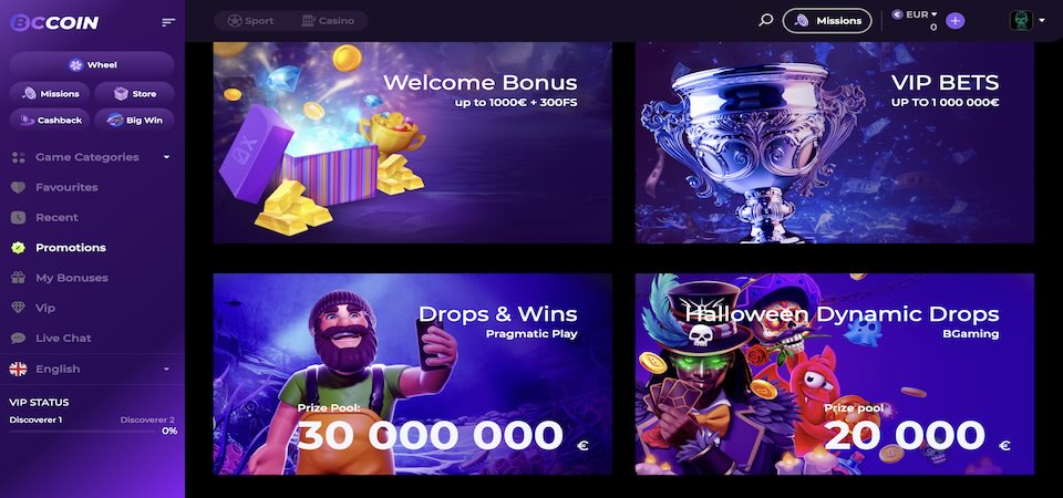 Screenshot of the bccoin promo page