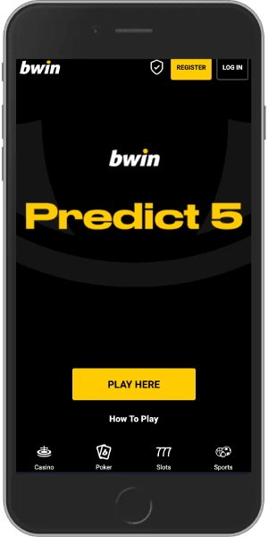 Mobile screenshot of the Bwin Predict 5 bonus