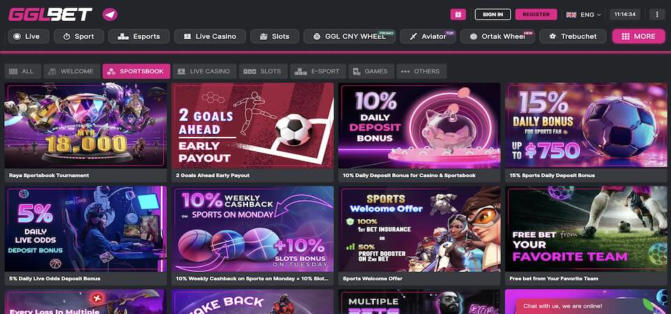 Screenshot of the GGLBet promo page