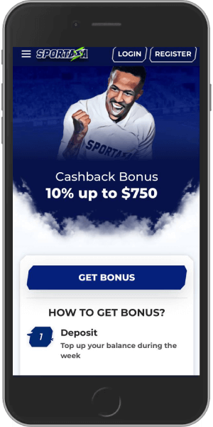 Mobile screenshot of the Sportaza cashback bonus