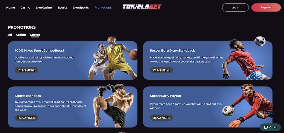 Screenshot of the Trivelabet promo page