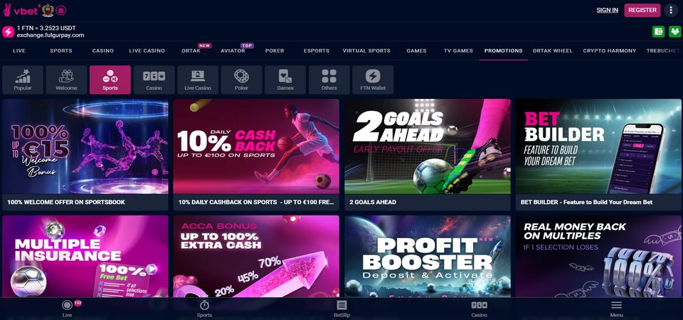 Graphics for block 'Bonuses and promotions at Vbet'